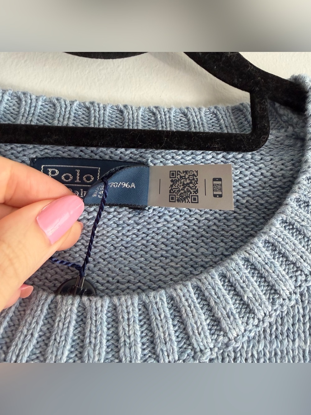 Polo Ralph Lauren Bear Cotton Light Blue Sweater NWT - Picture 4 of 5